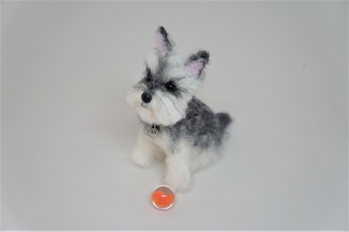 A cute needle felted Mini Schnauzer.  Happy Monday evening!