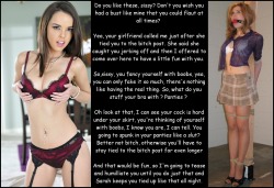 womansbitch:  Don’t you just hate it when she ties you to the bitch post and invites one of her friends over to tease you as you squirm?