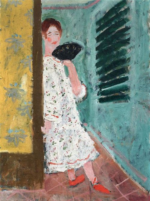 huariqueje: Girl with Fan   -   Rolf Nesch , 1924 Germany 1893-1975 Oil on canvas,&nb