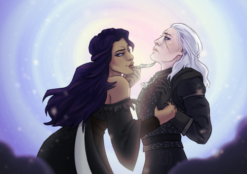 the sorceress had the white wolf pinned with a sharp blade against her pale neck. yennefer had never