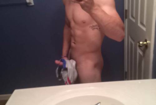 straightdudesnudes:  John is a sexy stud who whipped it out before I could even say anything.  Like, follow, and reblog for more exclusive straight dudes nudes!