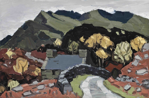 lawrenceleemagnuson:Kyffin Williams (UK, Wales. 1918-2006) Autumn, Cwm-y-glo, No. 1 (before 1999)oil on canvas 50.8 x 76.2 cm