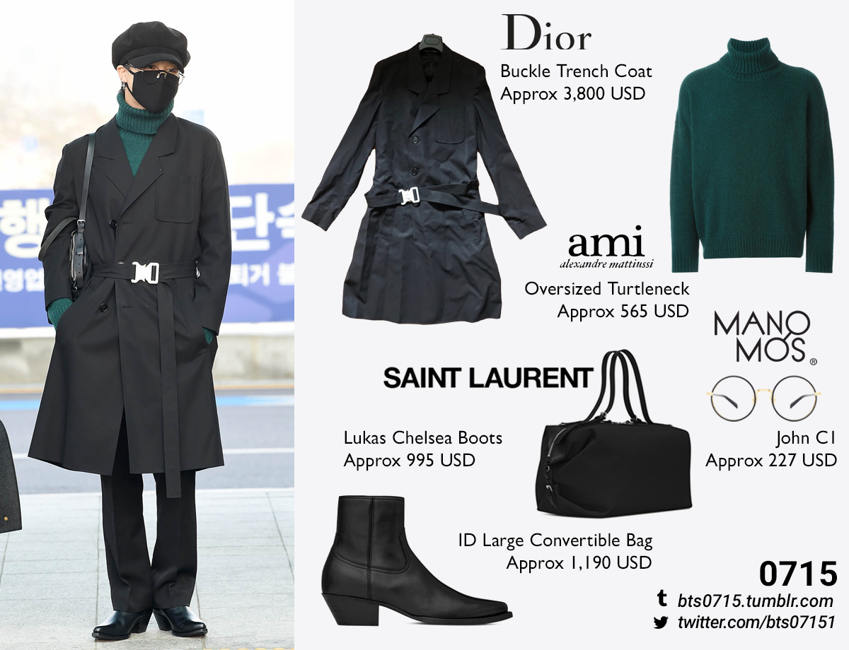 BTS FASHION/STYLE FINDER — 200220  Jimin : Dior - Buckle trench coat //  (x)