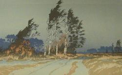 landscapemode:  Oscar Droege (Germany, 1898 – 1982) Trees Along the River, c. 1930 Color woodcut 9 ¼ in. x 15 5/8 in. (235 mm x 397 mm) 
