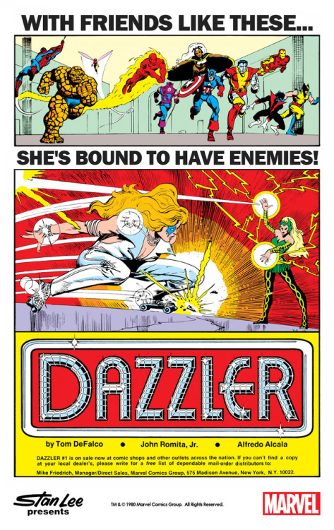 themarvelproject:Marvel house ad for Dazzler featuring art by John Romita, Jr. (1980) remastered by 