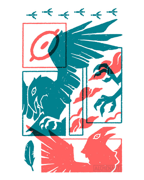 alchenart:  crows(to be a riso print)