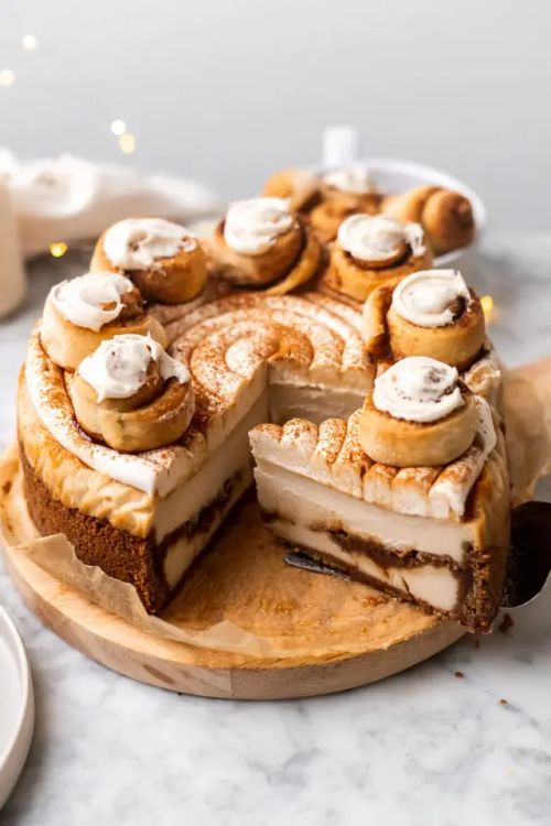 Ridiculously Creamy Vegan Cinnamon Roll Cheesecake Recipe