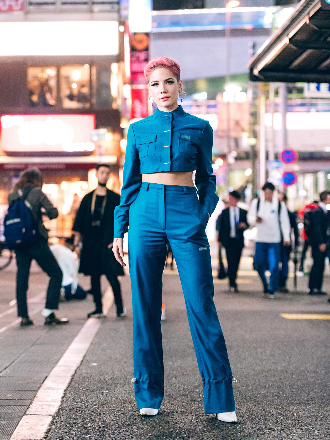 Halsey wearing MISBHV outside of a runway show on day one of Tokyo ...