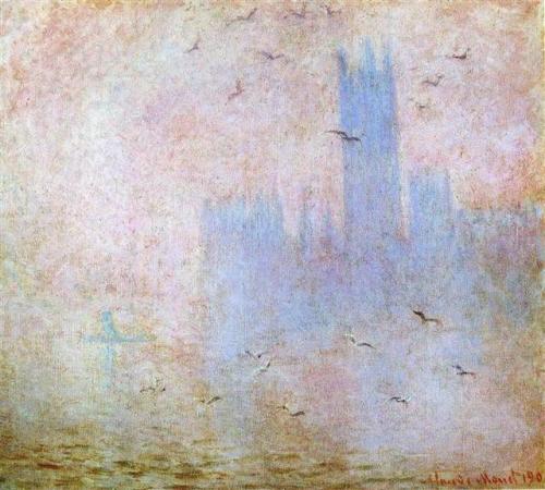 claudemonet-art:  Seagulls over the Houses of Parliament 1904  Claude Monet   Still my favorite pain