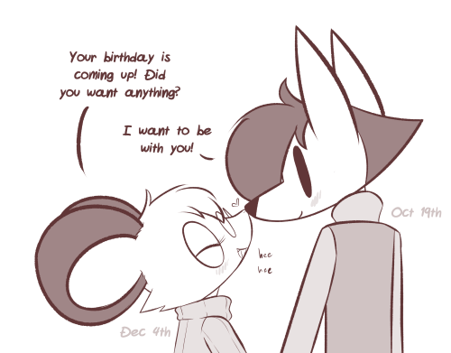 theartmanor:Oh goodness, the months are going by! My birthday is the same day as Chow’s, makes it easier to remember.x3 D’aww~ :3