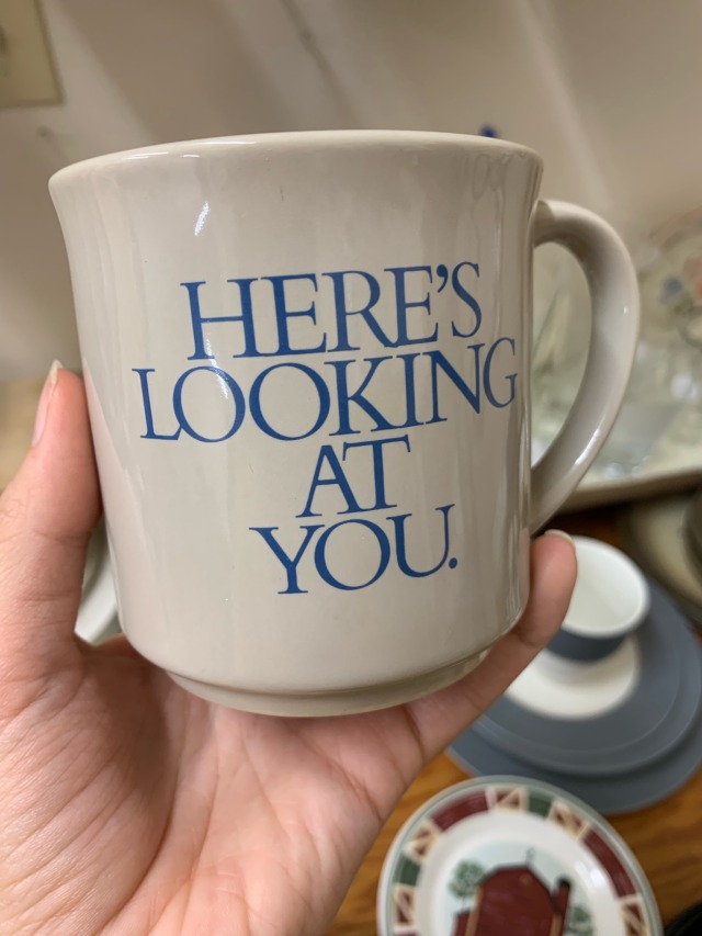 shiftythrifting:The eyeball mug that I got for 50¢ heck YES and the mustache protecting