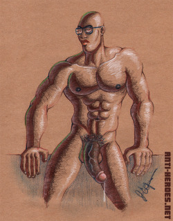 therealanti-heroes:  A very good patron of mine bought this drawing at my last show. This was really a pose from Akmel’s figure drawing session, but I decided to turn it into one of my OC’s. ;) 