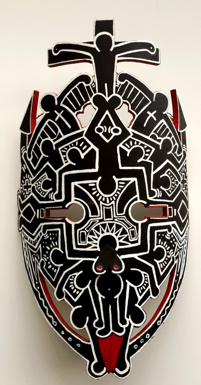 jareckiworld:Keith Haring -  Mask “Heaven and Hell”   (Enamel On Aluminum,1987)