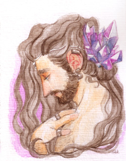 rutobuka2: @pangur-pangur asked me to draw Thorin based on this illustration as her monthly patreon perk, so yeah! I adapted it a bit, sketched with watercolors, the paper is visibly rough and that was a challenge, but I loved the idea and pose… so