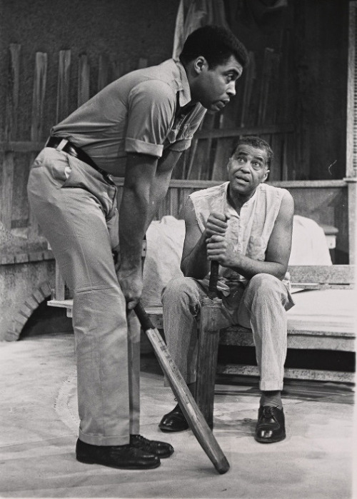 milkandheavysugar:James Earl Jones, and father, Robert Earl Jones onstage during the 1962 production