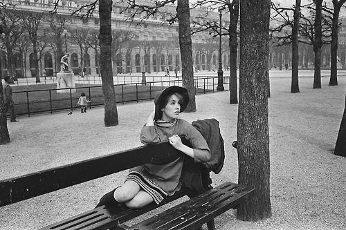 christopherniquet:  young isabelle adjani in the jardin du palais royal in paris