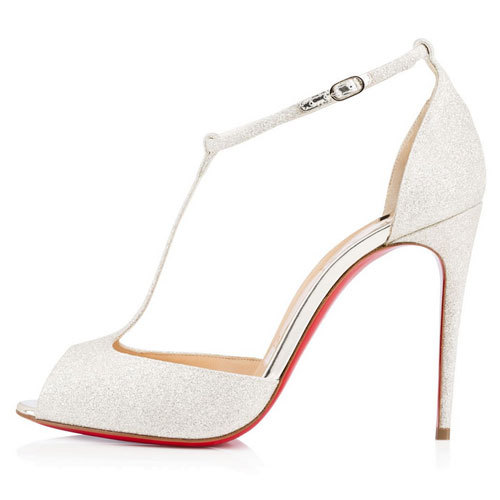 Sale red bottom heels-Senora 100mm glitter pumps silver  