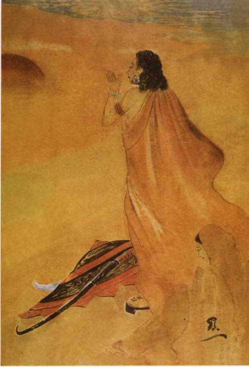 Karna and Kunti, bengali scholl painting, I don´t know the painter