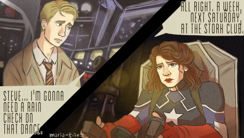 maria-tries:au in which everything is flipped feat. peggy cap, sniper angie, agent rogers and his wa