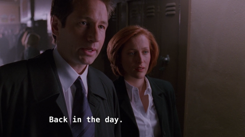 fbi-basement-buddies:  I love how Scully just looks confused while Mulder looks actually offended that the guy used past tense. My very platonic partner is STILL incredibly hot thank you very much ya punk now get outta here.