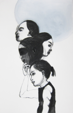 red-lipstick:  Ayako David Kawauchi (b. 1963, Japan) - Salomé        Drawings: Charcoal, Black Stone on Paper 