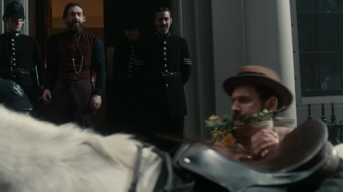 Ripper Street S05E01 Det. Sgt. Frank Thatcher (Benjamin O'Mahony), stripped naked, gagged, handcuffe