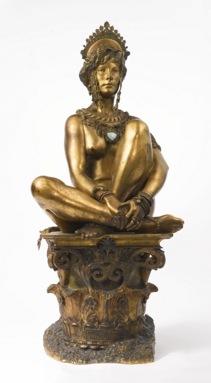 Corinthe.Gilt-bronze with semi-precious stones.Height : 73.5 cm.Source : sothebys.com.Art by Jean-Lé