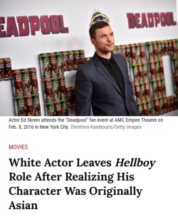 pressxtodavid:  blackasacrow: Looks like you guys can’t use the “well they can’t say no to a role” excuse when it comes to Hollywood’s tendency to whitewash characters.  Skrein’s not even A List. Dude was mostly straight to DVD til Deadpool