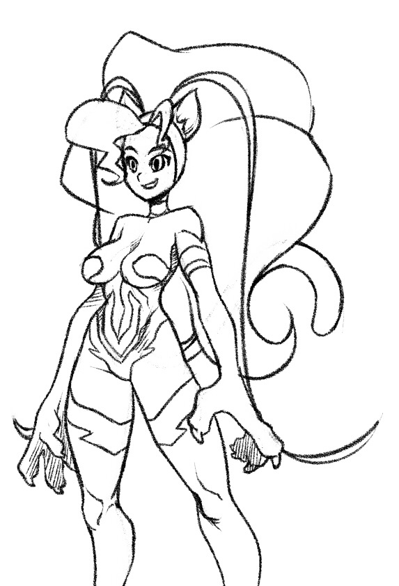 koidrake:  Drew a buff girl with giant claws, and then it turned into Felicia. 