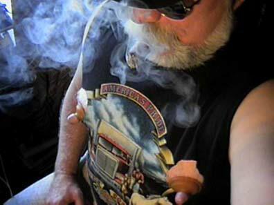 nippledad2:Nippledad takes a smoke at a truckstop