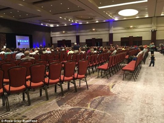 bana05:  kristenwiiggle:  applepiewithextrafreedom:  take a moment to revel in the fact that trump threw a hissy fit because a buzzfeed reporter had the gall to take pictures of all the empty seats at one of his rallies. this is the photos trump wanted