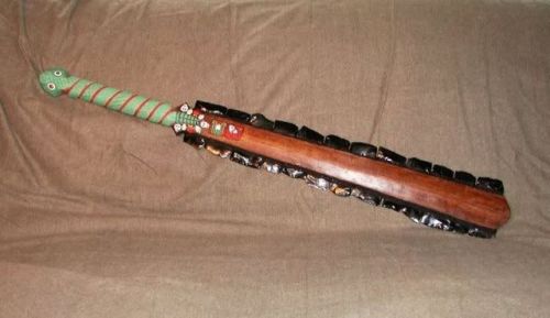 Replica of an Aztec wood and obsidian macuahuitl