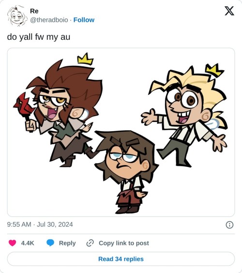do yall fw my au pic.twitter.com/RKfA5OuX9t
— Re (@theradboio) July 30, 2024