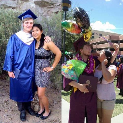 High school vs college graduation &lt;3 #mesquite #asugrad #candid (at Wells Fargo Arena)