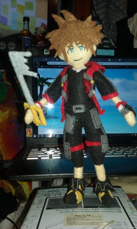 Finally finished my Kh3 Sora felt doll, just in time for Kh3 Orchestra! #kh3 #feltdolls #sora #kingd