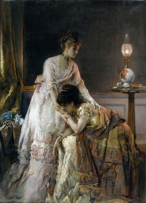 artsandcrafts28: Alfred Stevens - “After the Ball” (“Confidance”) 1874