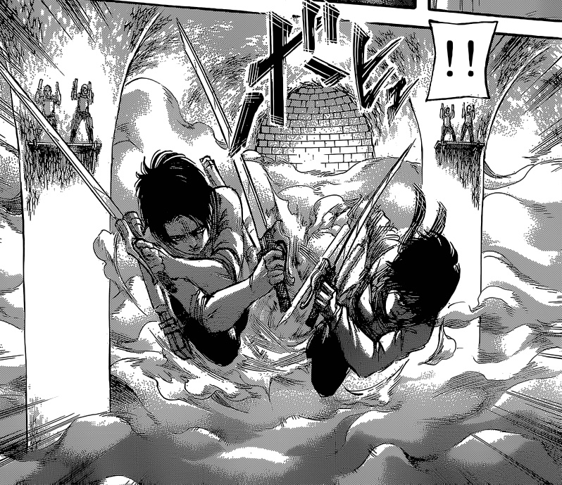 fuku-shuu:   Levi &amp; Mikasa kicking ass in SnK Chapter 64 (Source)  GO ACKERMANS