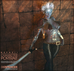 db-spencer:  Nefasii- Character PortraitIntroducing Nefasii, the “Darkborn” Half-Drow. She’s a new character not only for my CG ensemble, but also in the Pathfinder RPG I play in.  Who knows. If enough people like her, I think we’ll see more from