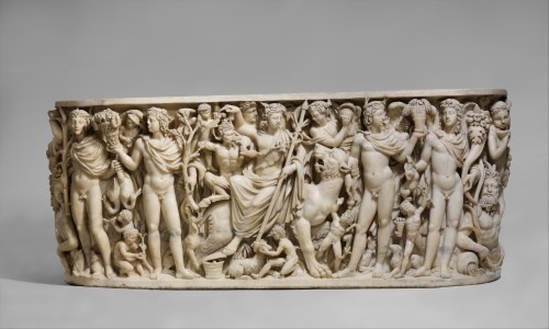 classical-beauty-of-the-past:Marble sarcophagus with the Triumph of Dionysos and the Seasons.