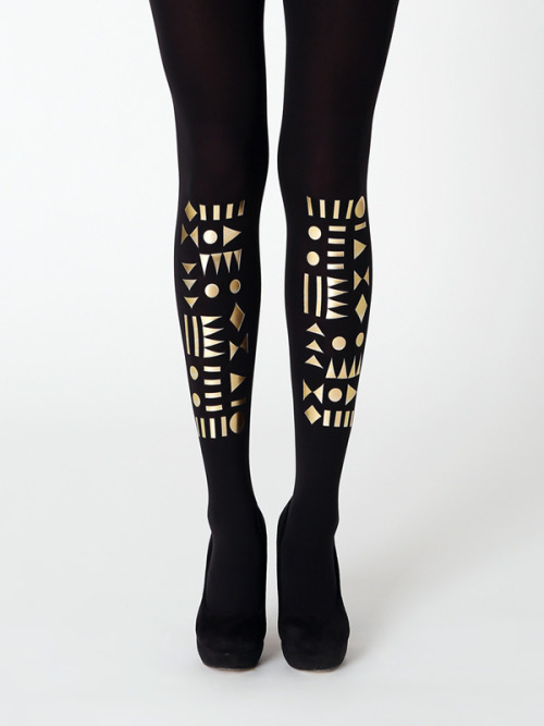Virivee Geometric tightsSuperb quality tights with gold geometric pattern.webshop - instagram - etsy