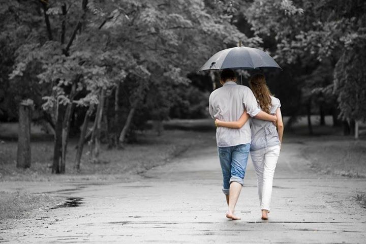 Rainy day couple