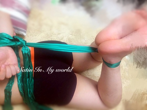 silksatin-bound:  Yesterday night a girl hogtied  me by  green satin ,then blindfolded me with black  scarf square,finally gagged my mouth with a pink silk.  Model: @silksatin-bound Rope: @lovely-bound-girl Image: @lovely-bound-girl