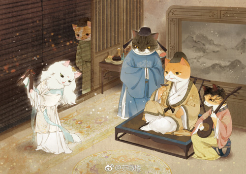 artoffreddieniem-blog: 【Cat &amp; Song dynasty 拟人古风猫 · 典雅宋王朝 】   微博画师@苏徵楼 作品欣赏大大说，「有幸参与画猫这个系列画集第二本的