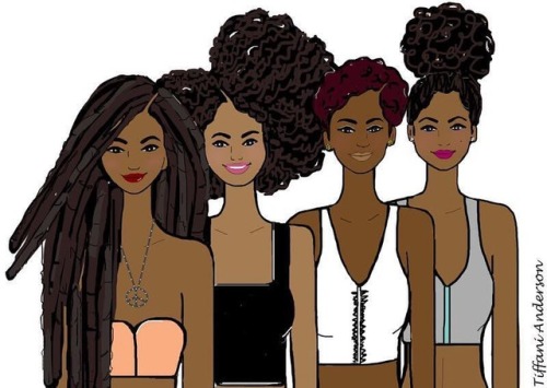 Which style are u rocking? Tag ur #Curlfriend  @tiffaniandersonillustration ..#2frochicks #blackart 