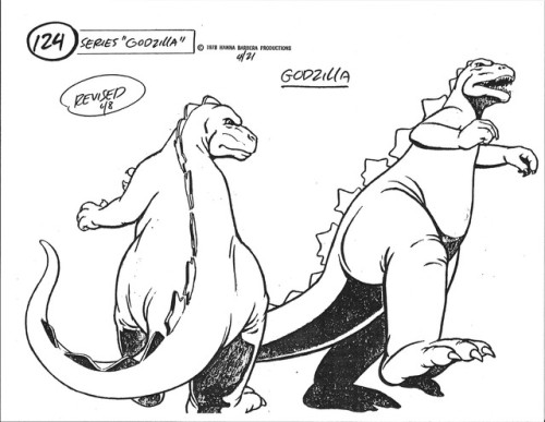 Model sheets for (and some sample images from) Hanna-Barbera’s Godzilla cartoon, which aired in the 