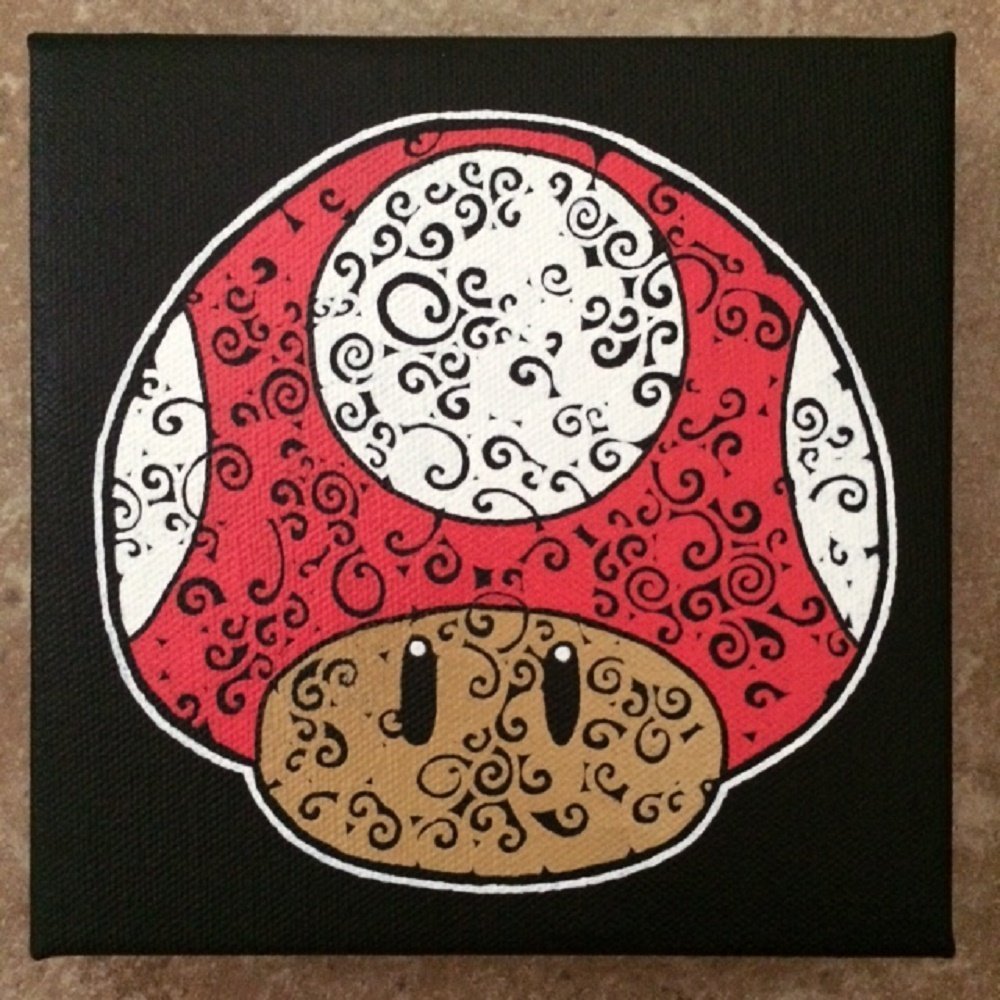retrogamingblog:  Super Mario Bros Mushroom Painting made by ThePsychedelicSwirl 