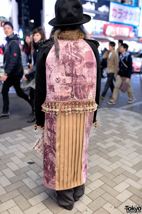 Indie Japanese fashion designer Shohei wearing a self-designed coat from his own brand HEIHEI with C