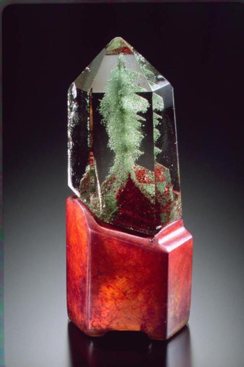 Quartz gemscape sculpture.In most gems inclusions are perceived as flaws, but sometimes they can gra