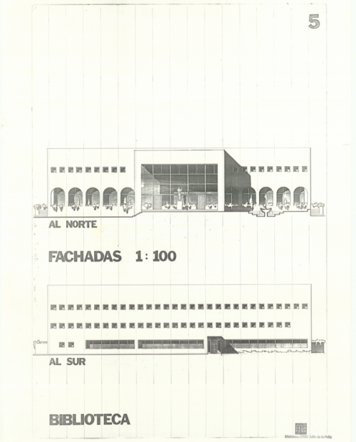 Planos de la fachada, Biblioteca ITESO, Periférico Sur Manuel Gómez Morín 8585,