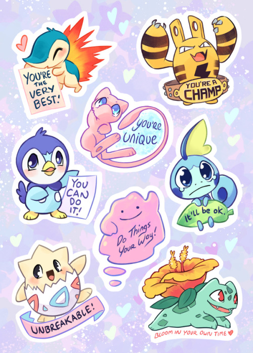 kowabungadoodles:Thank you to everyone who bought the Supportive Pokemon sticker set!Some folks sent some really lovey messages of support to friends and family along with these stickers, and if you’re out there having a hard time, know that you’re